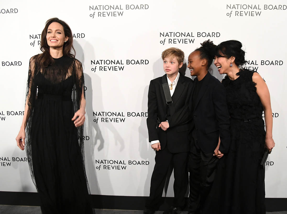 Angelina Jolie at the 2018 National Board Of Review Awards Gala with daughters Zahara ...