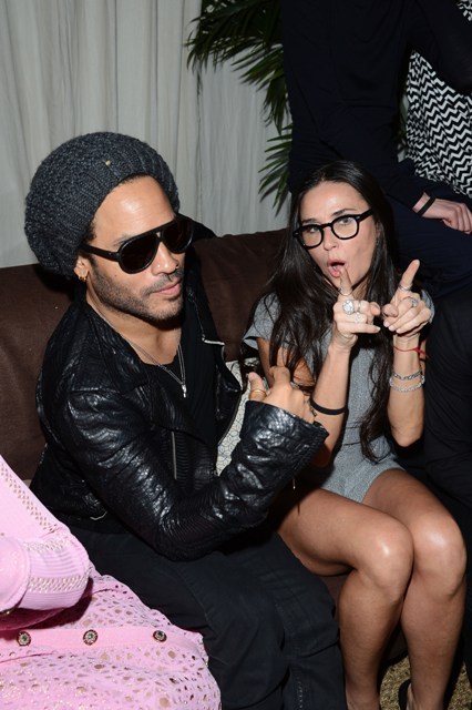 Demi Moore parties with Lenny Kravitz and Stacy Keibler at the Chanel beachside BBQ celebrating Art.sy at Soho Beach House