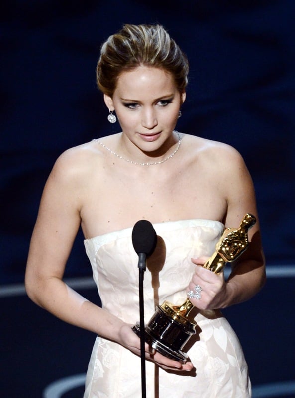 Jennifer Lawrence wins Best Actress Oscar, hangs with Leonardo DiCaprio