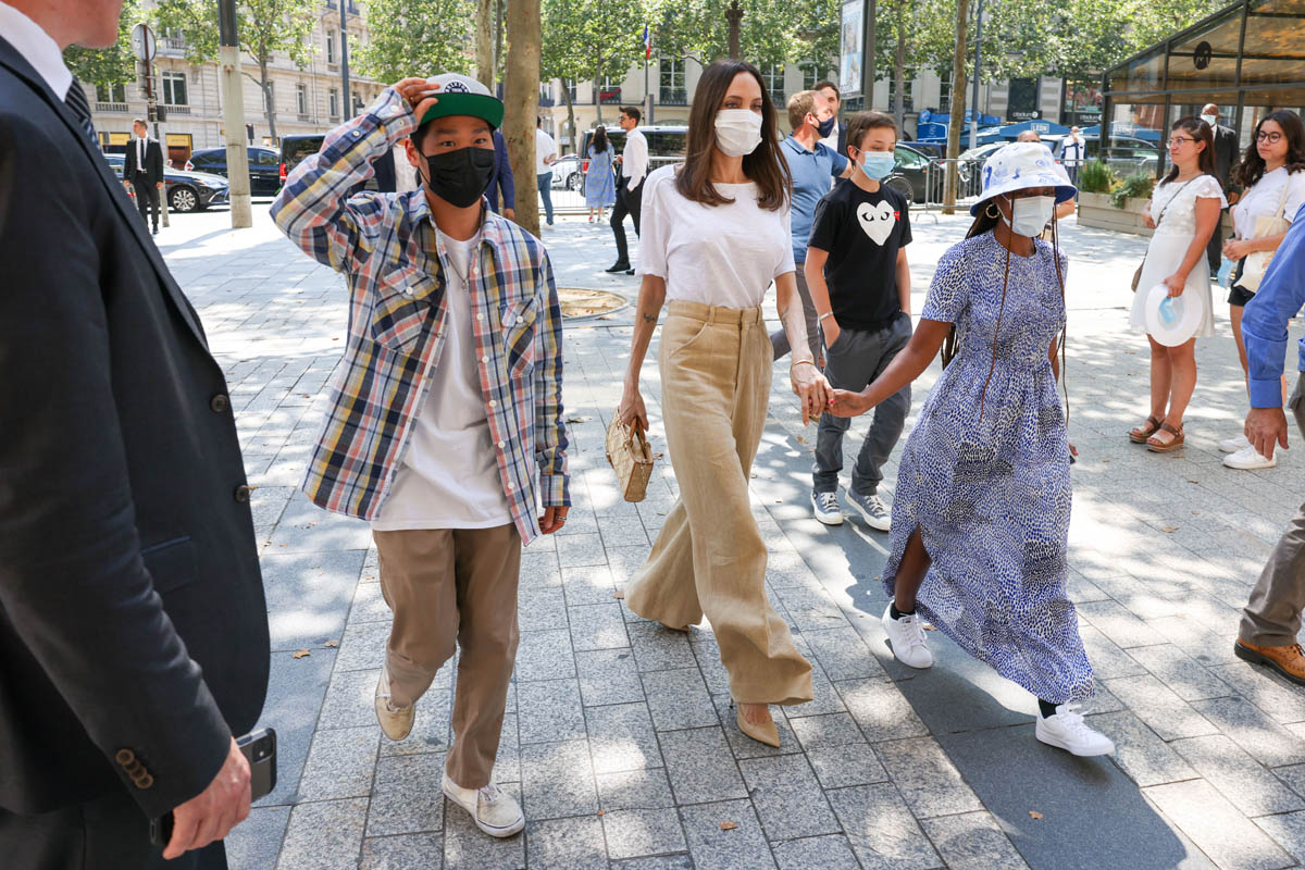 Angelina Jolie Steps Out in Paris in Trendy Wide-Legged Pants