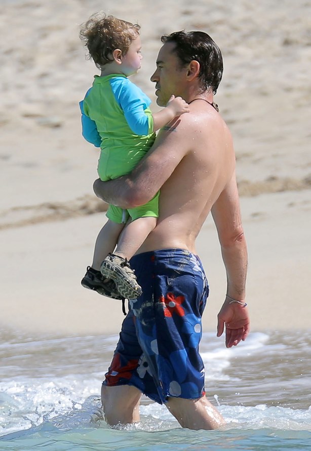 Robert Downey Jr with wife Susan and son Exton in St Barts 