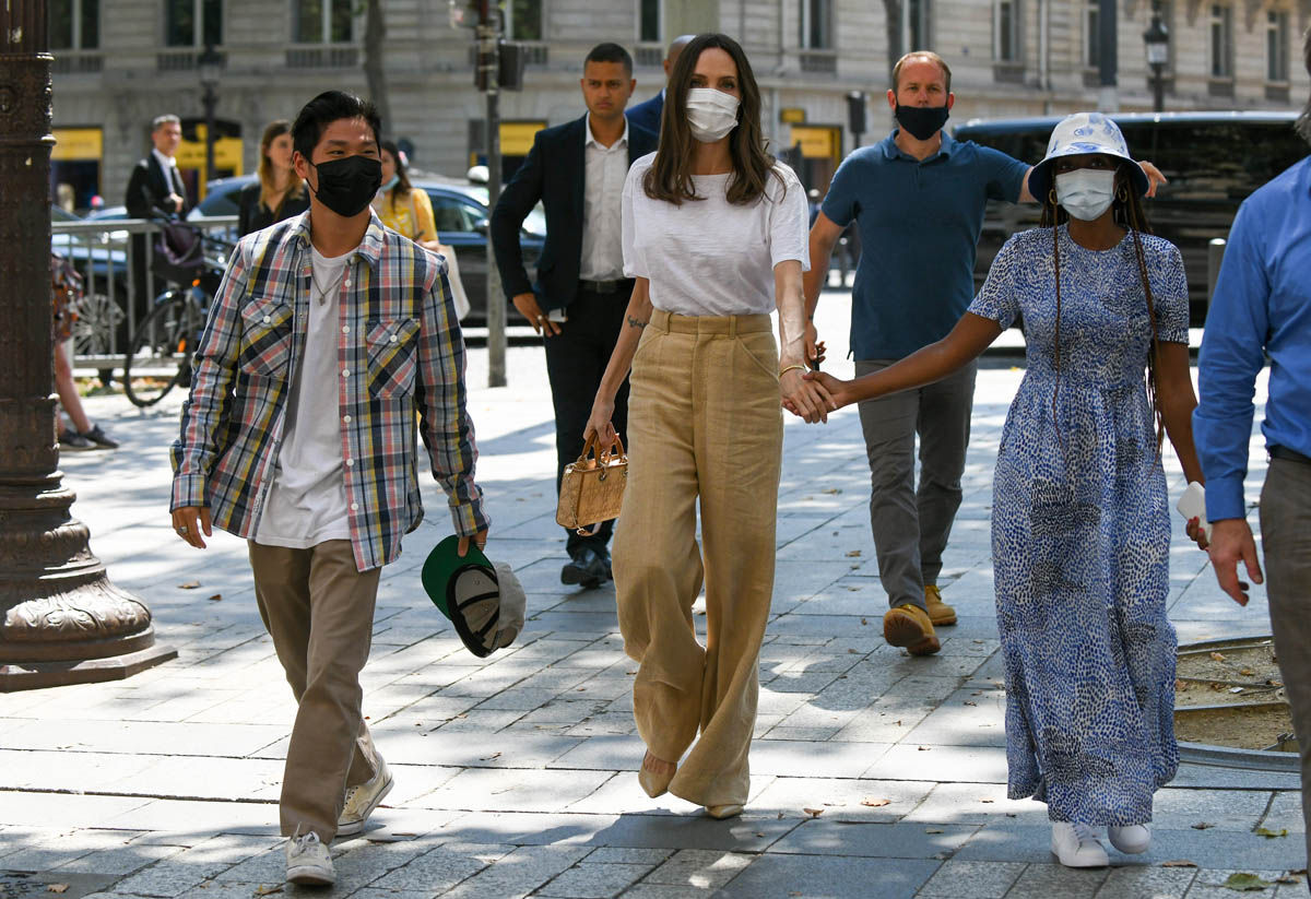 Angelina Jolie Steps Out in Paris in Trendy Wide-Legged Pants