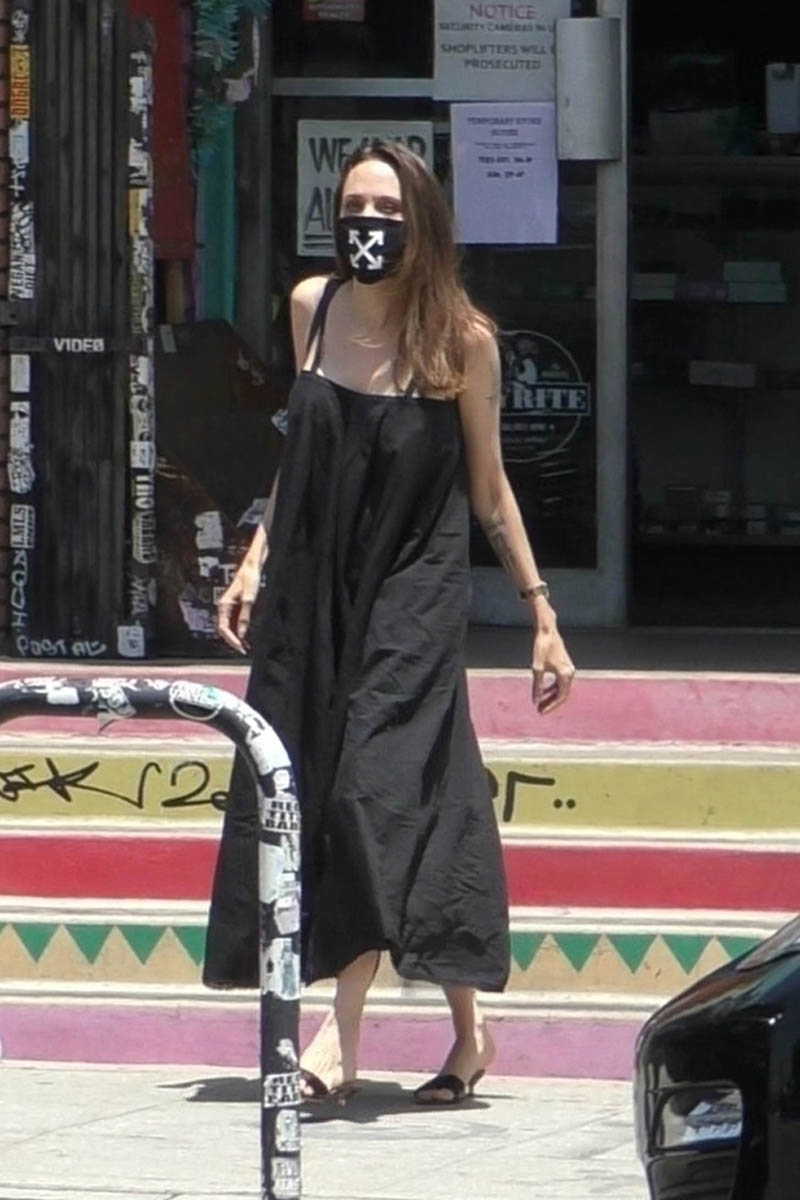 Angelina Jolie Wears Famous Face Mask With $18 T-Shirt and $4,645