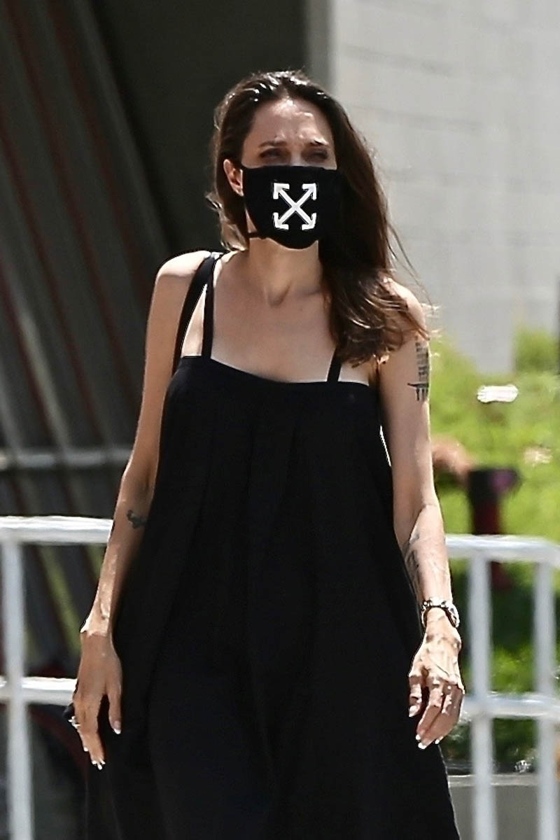 Angelina Jolie Wears Famous Face Mask With $18 T-Shirt and $4,645 Worth of  Accessories