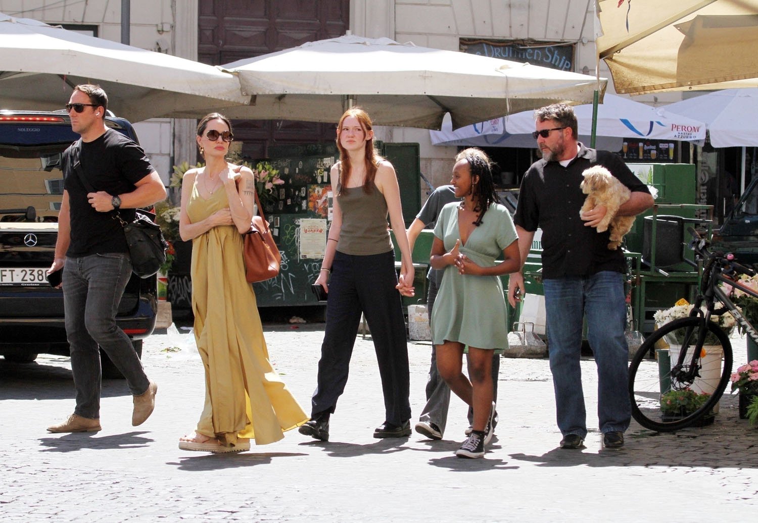 Angelina Jolie In Rome With Vivienne, Zahara & Salma Hayek: Photos