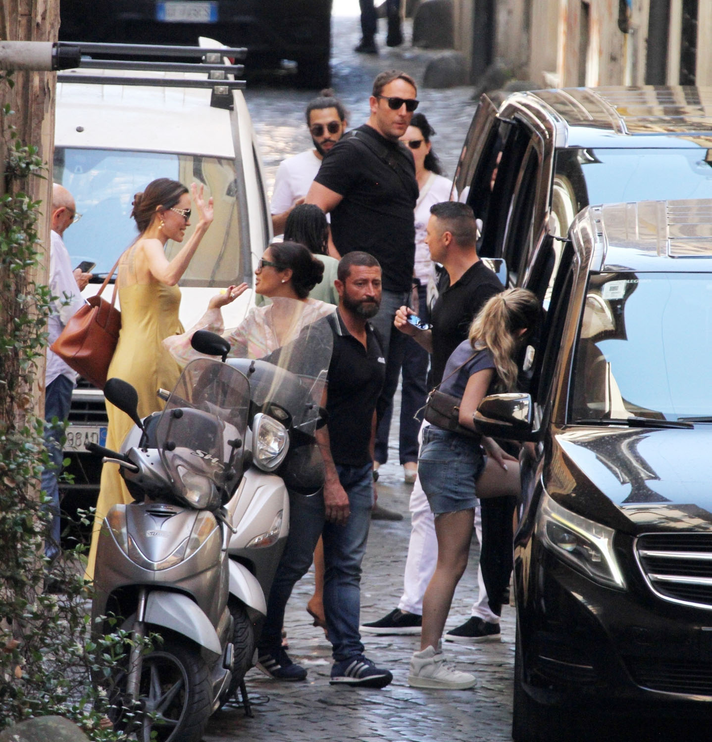 Angelina Jolie In Rome With Vivienne, Zahara & Salma Hayek: Photos