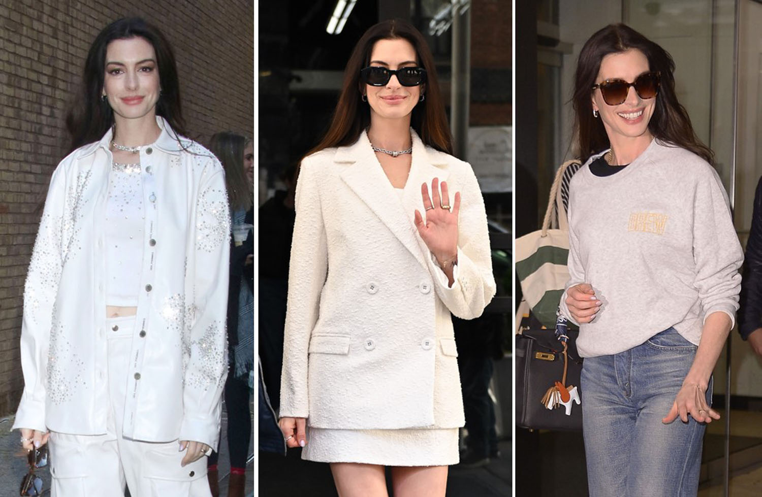 Anne Hathaway is in her confidence era in three different looks to ...