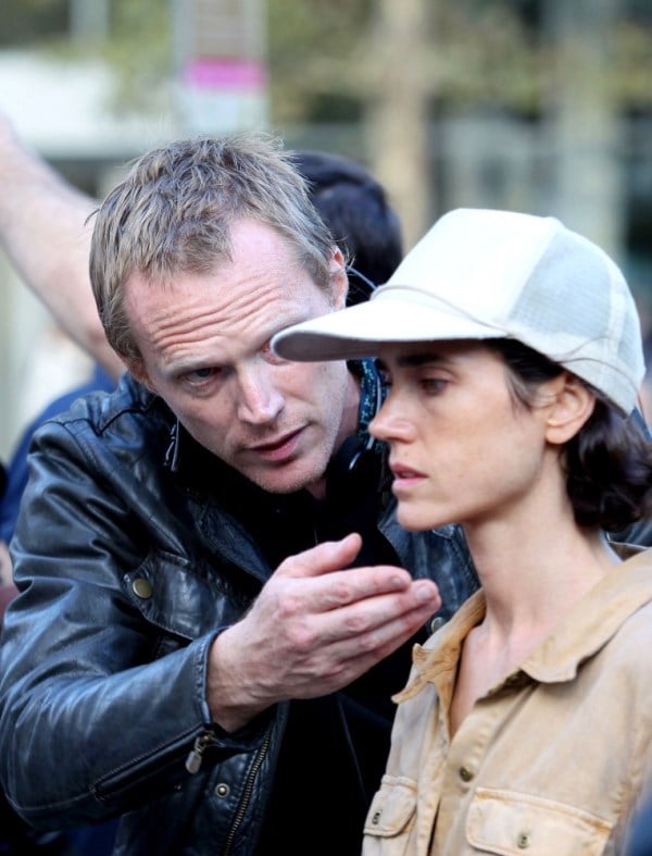 Paul Bettany directs Jennifer Connelly and Anthony Mackie on the