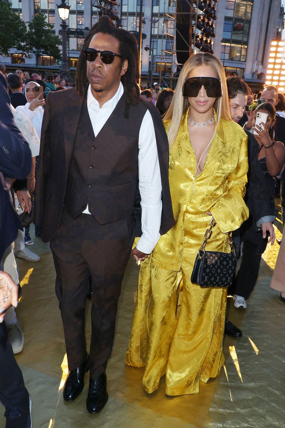 Jay Z performing at Pharrell's Louis Vuitton SS24 show in a custom