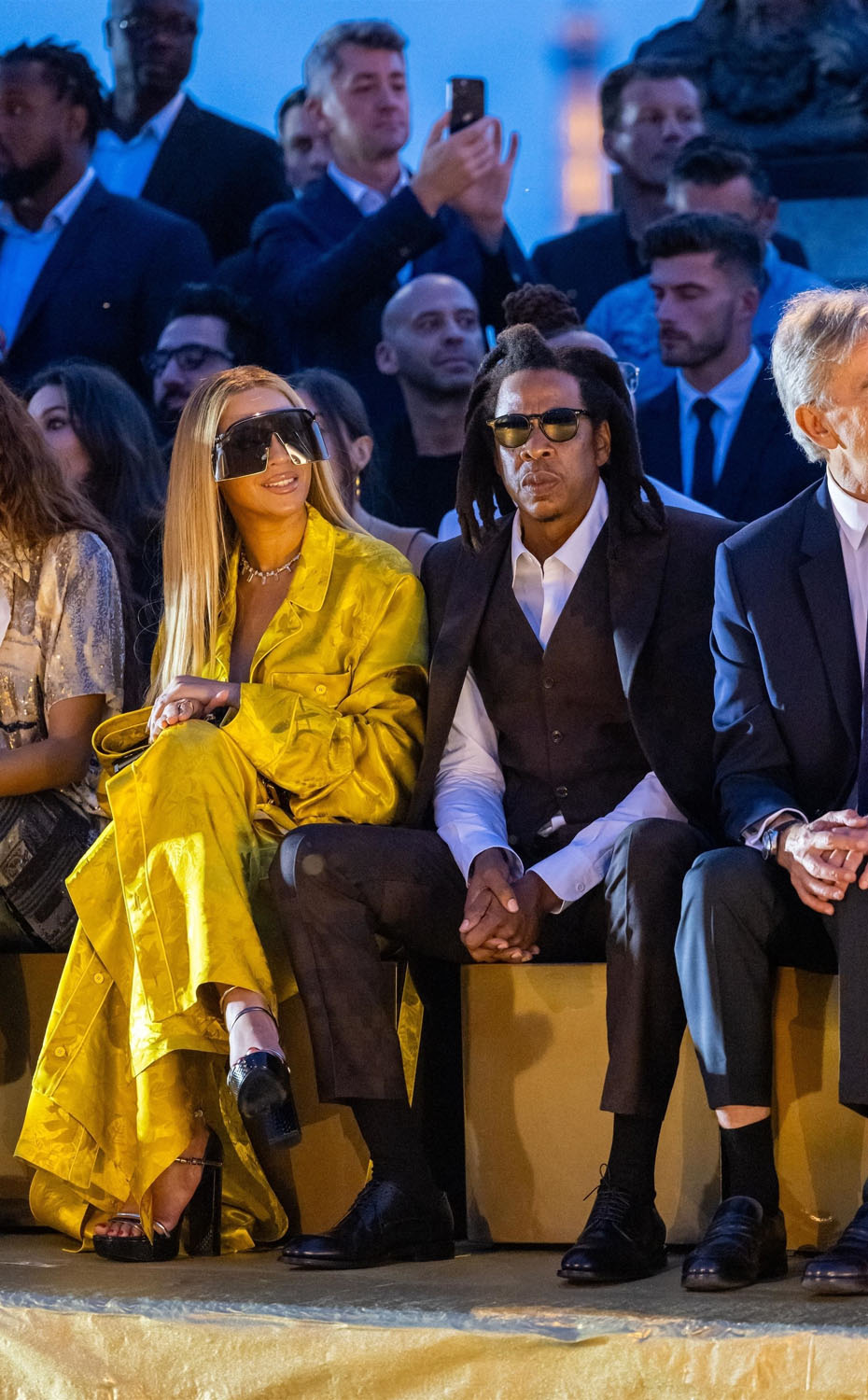 There were so many A-List stars at the @louisvuitton fashion show in Paris,  including Beyonce, Jay-Z, Zendaya, Rihanna, A$AP Rocky, Kim…