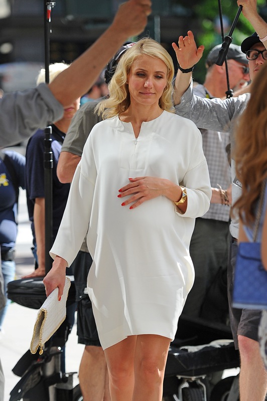 Cameron Diaz is pregnant and kissing on the set of The Other Woman