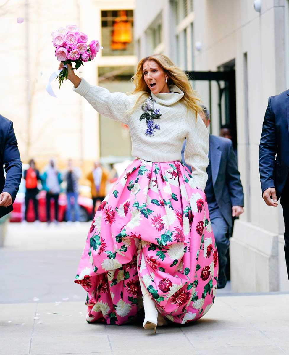 Celine Dion casually strolls out of her New York hotel in a daytime ...