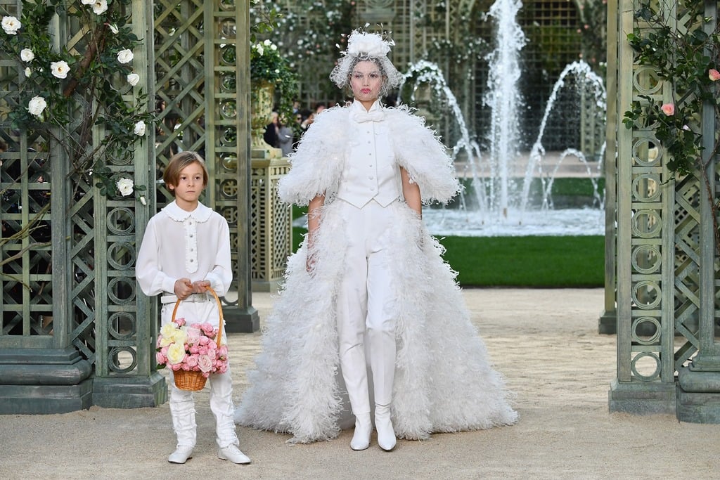 Chanel's showstopping feathered bridal tuxedo featured in