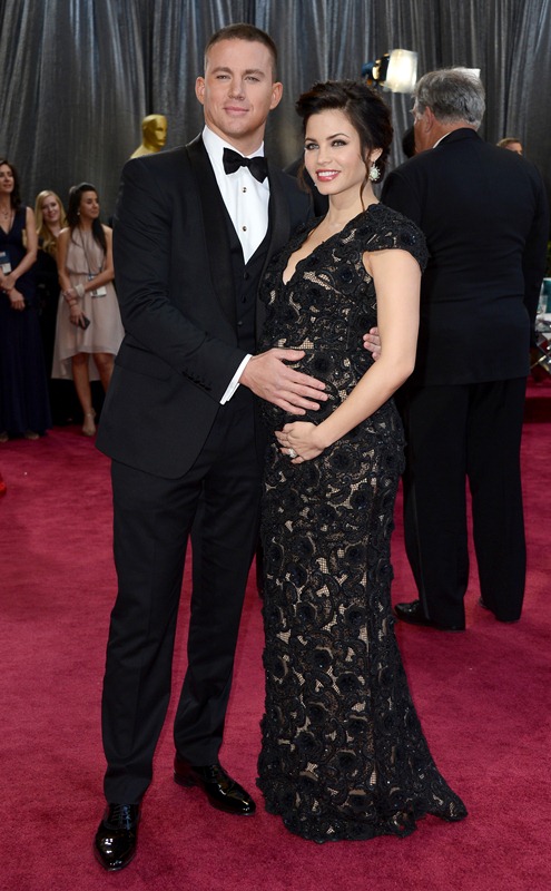 Channing Tatum and wife Jenna Dewan belly cupping at the 2013 Oscars ...