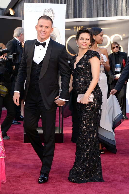 Channing Tatum and wife Jenna Dewan belly cupping at the 2013 Oscars ...