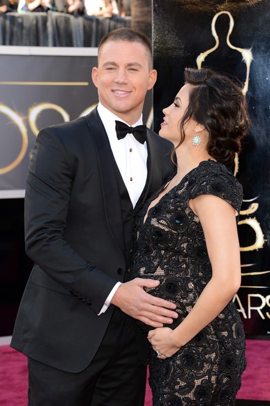 Channing Tatum and wife Jenna Dewan belly cupping at the 2013 Oscars ...