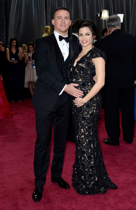 Channing Tatum and wife Jenna Dewan belly cupping at the 2013 Oscars ...