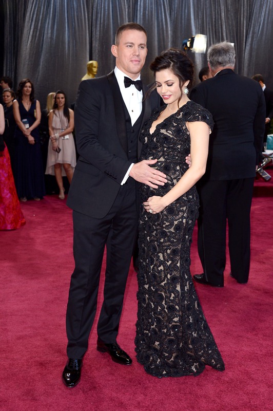 Channing Tatum and wife Jenna Dewan belly cupping at the 2013 Oscars ...