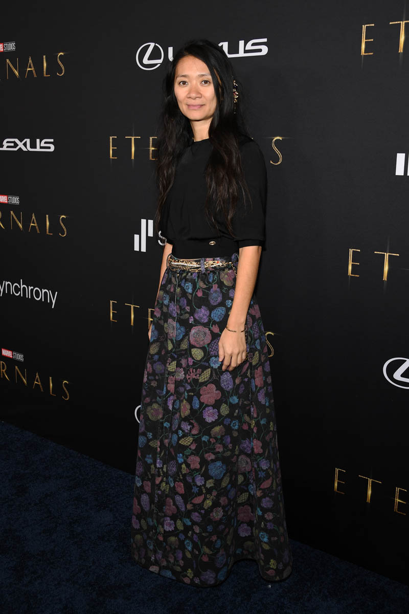Reigning Best Director Chloe Zhao and First Eternal Gemma Chan attend the  Eternals premiere in LA