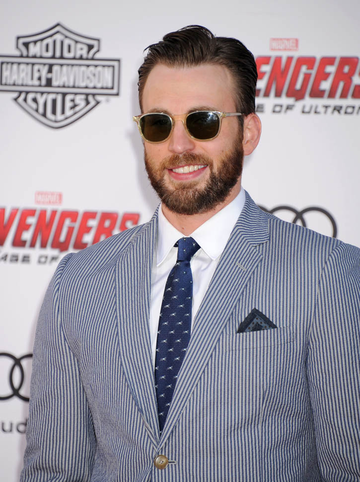 Beardy Chris Evans at Avengers: Age of Ultron premiere 