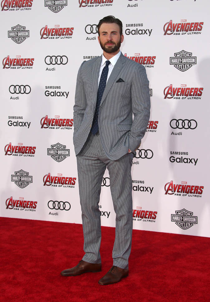 Beardy Chris Evans at Avengers: Age of Ultron premiere 