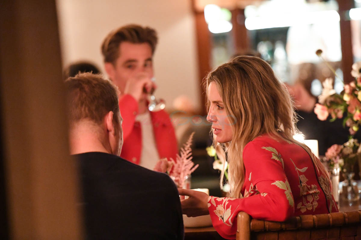 Chris Pine and Annabelle Wallis together at a dinner party in Malibu