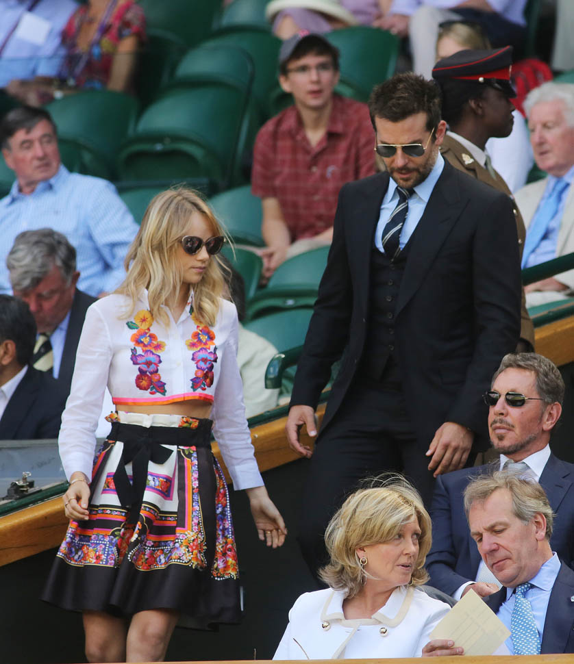Bradley Cooper and Suki Waterhouse with Bear Grylls at Wimbledon|Lainey ...