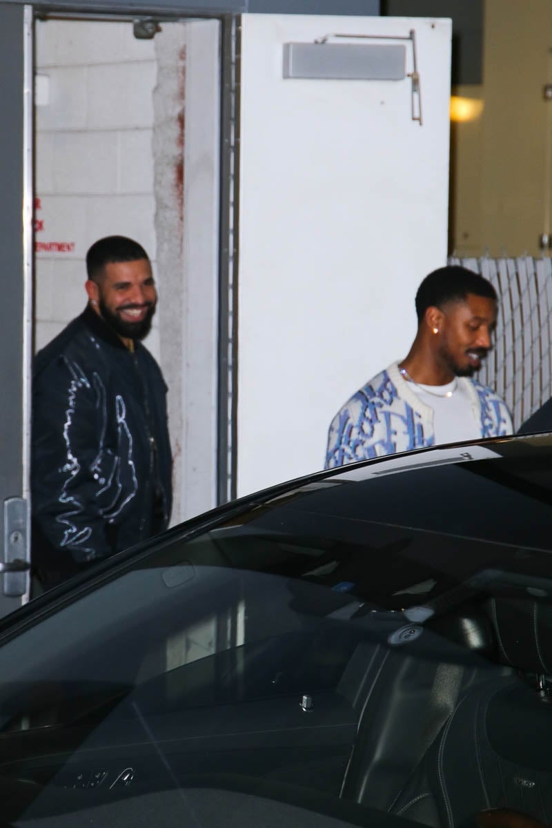 Drake and friend Michael B Jordan party in LA and sit courtside at the  Lakers game