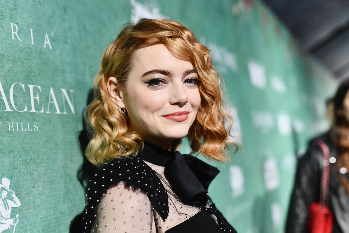 Emma Stone with permed hair at the 11th Annual Celebration Of The 2018 Female Oscar ...