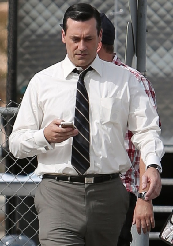 Jon Hamm free-balls as Don Draper on the set of Mad Men ...