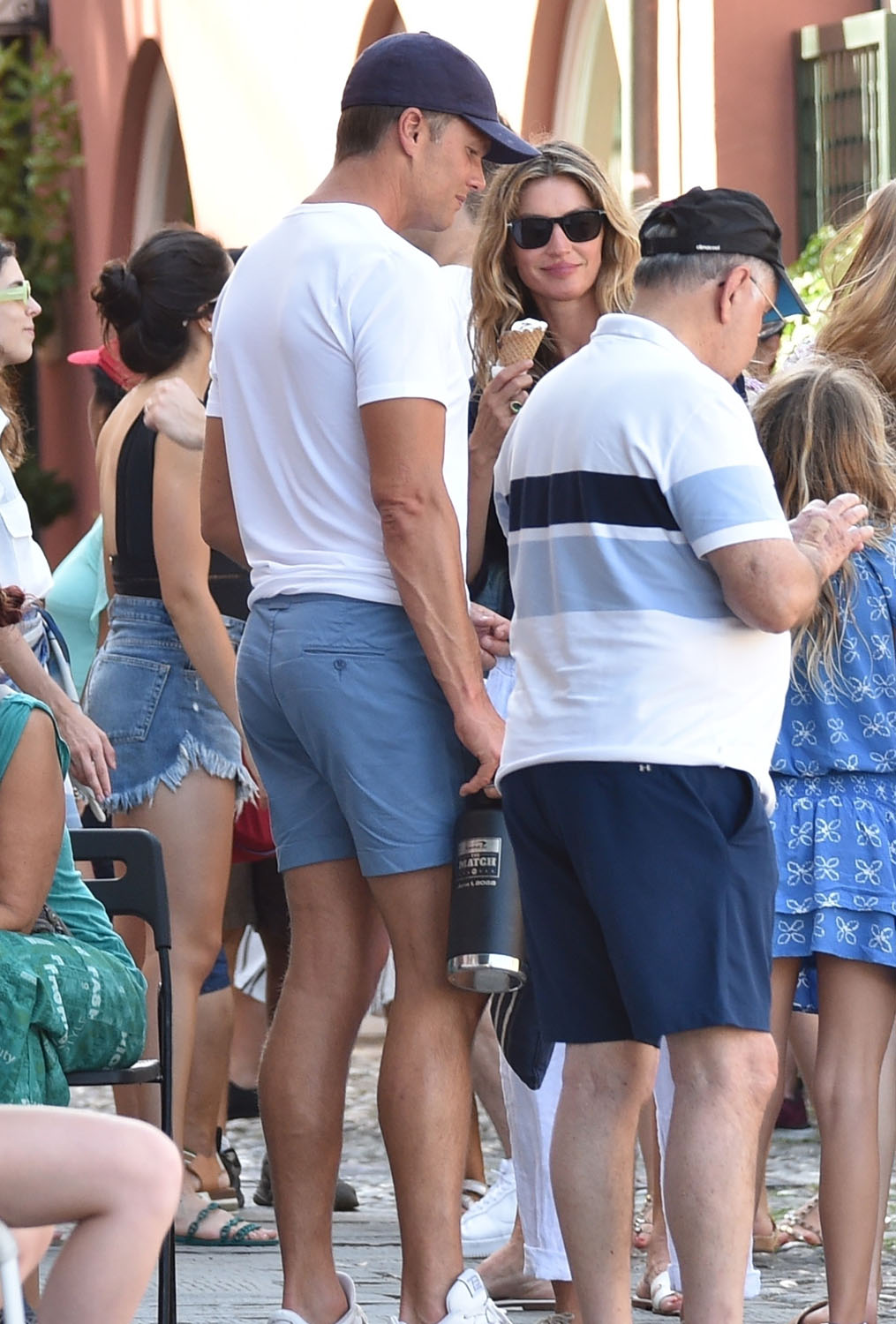 Tom Brady and Gisele Bundchen look happy and close while eating ice cream  on holiday in Italy