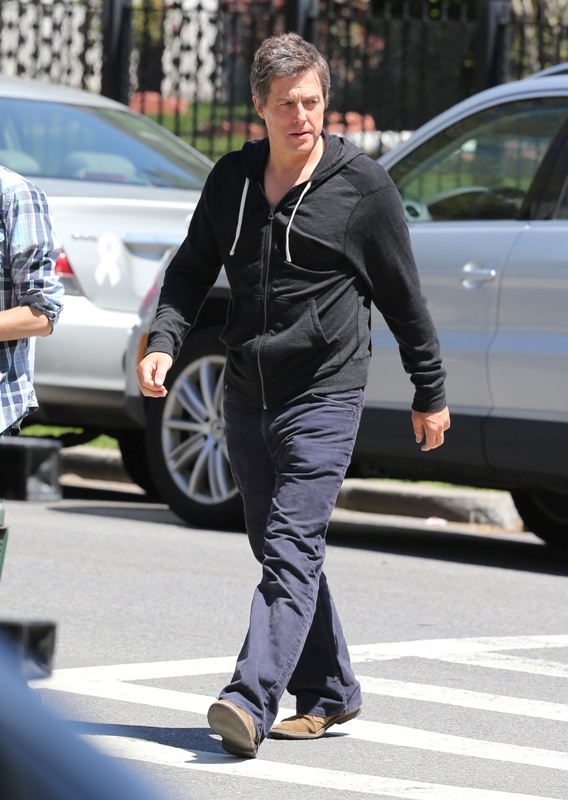 Hugh Grant on the set of new romantic comedy in Brooklyn 