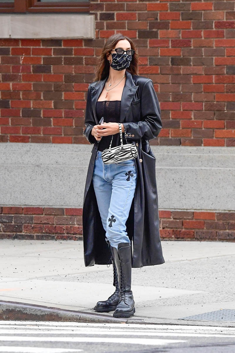 Irina Shayk Wearing a Mugler Bodysuit and Jeans in NYC, From Exposed Bras  to Combat Boots, Irina Shayk Knows How to Make an Outfit Sexy