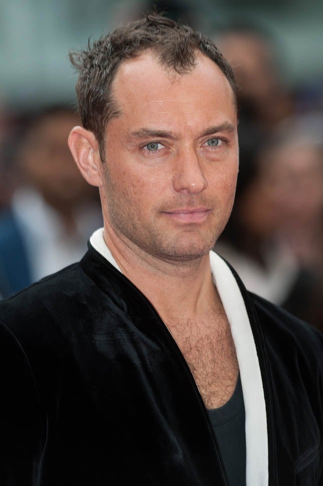 Jude Law's low scoop neck at Spy premiere in London with Melissa ...