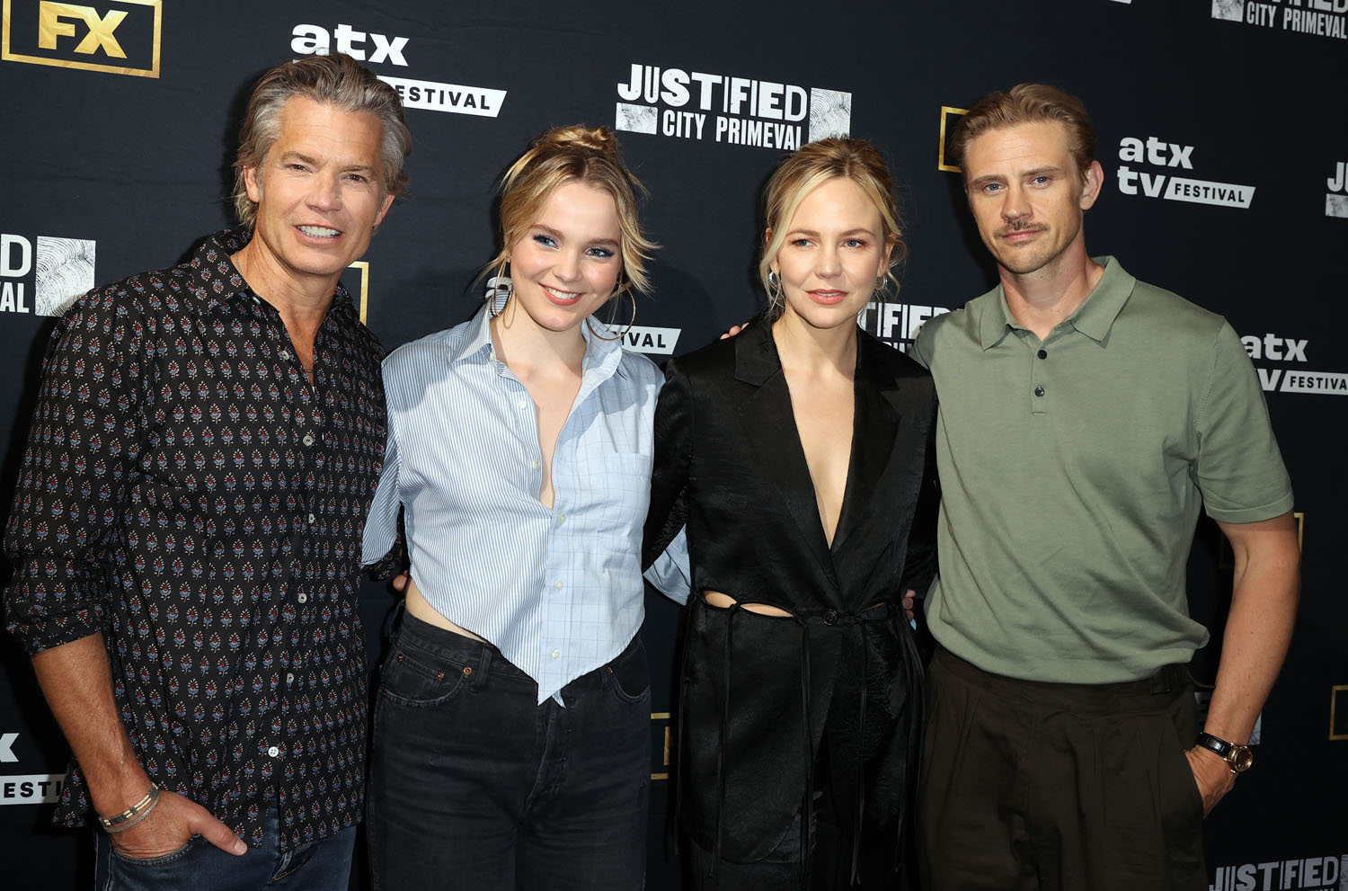 Timothy Olyphant and Boyd Holbrook attend the ATX TV Festival following