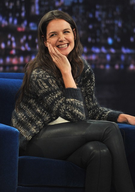 Katie Holmes on Jimmy Fallon promotes Dead Accounts and Anne Hathaway ...