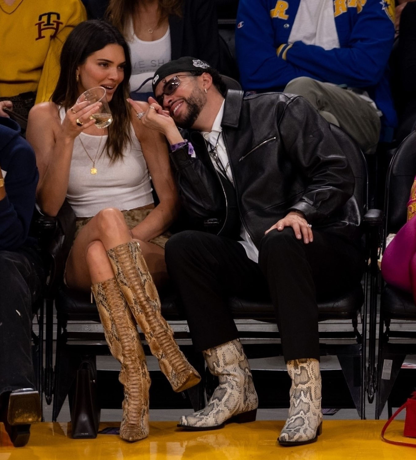 Kendall Jenner's Snakeskin Boots at Basketball Game