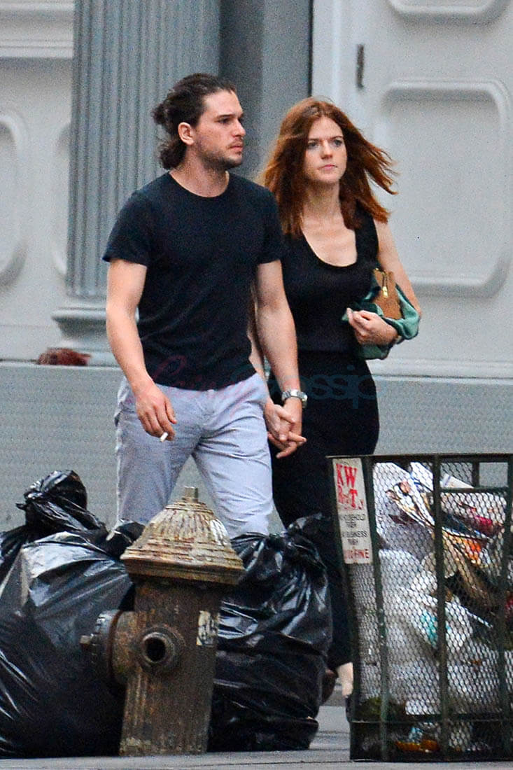Kit Harington and Rose Leslie hold hands in New York where 