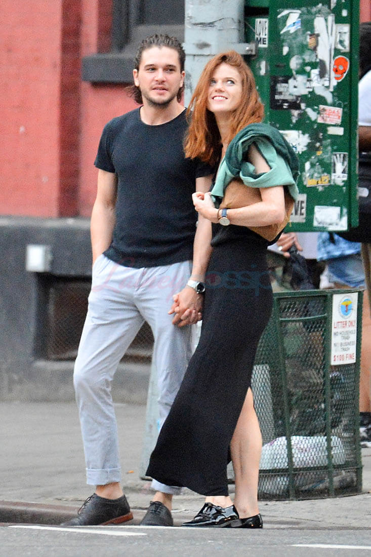 Kit Harington and Rose Leslie hold hands in New York where 