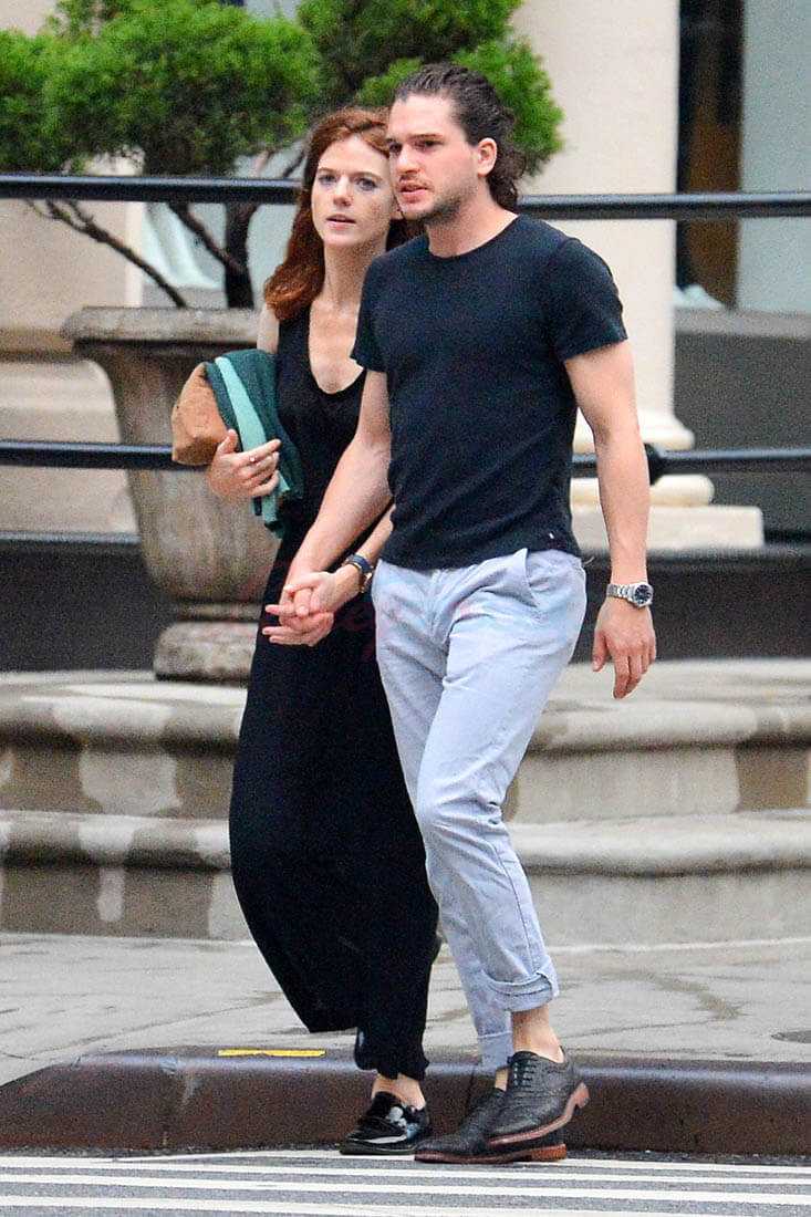 Kit Harington and Rose Leslie hold hands in New York where