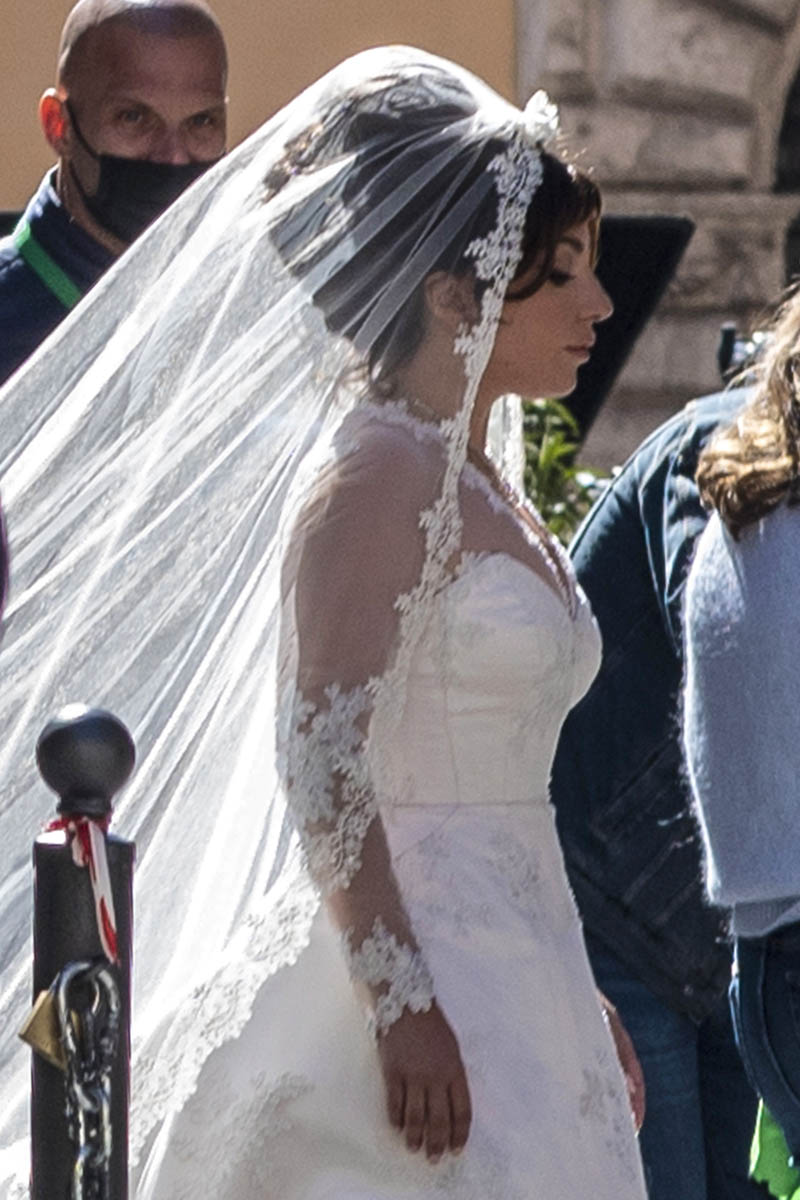 Lady Gaga is a Gucci bride on the set of House of Gucci in Rome