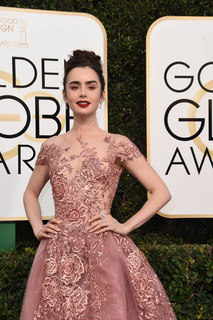 Lily Collins Hair And Makeup At The 2017 Golden Globes POPSUGAR