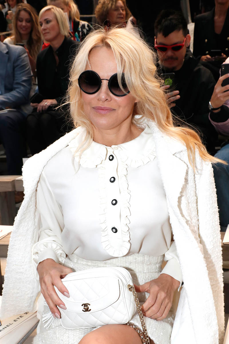 Pamela Anderson sits front row at Chanel show during Paris Fashion Week