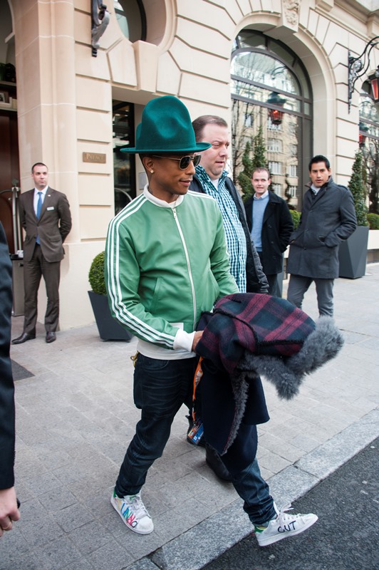 Pharrell’s hat also comes in green|Lainey Gossip Entertainment Update