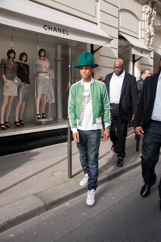 Pharrell’s hat also comes in green|Lainey Gossip Entertainment Update