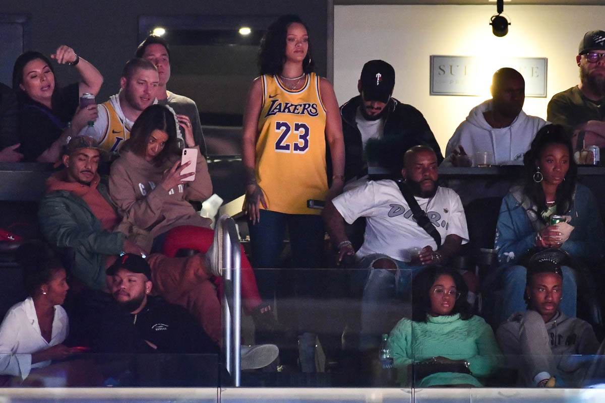 Rihanna attends LA Lakers game with Hassan Jameel