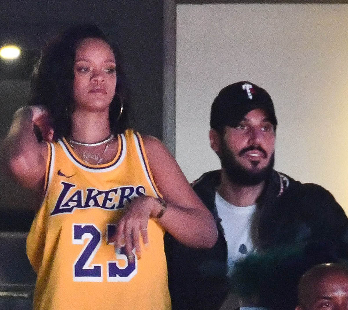 Rihanna eats french fries at LA Lakers basketball game in LA