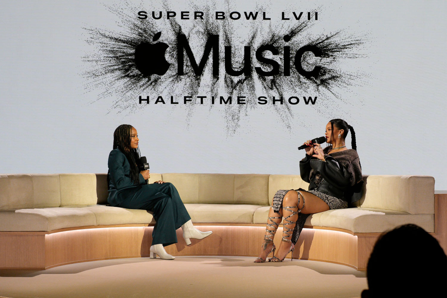 Phoenix, Arizona, Feb. 12, 2023, Rihanna poses for photos after the Super  Bowl LVII Apple Music Halftime Show press conference held at the Phoenix  Convention Center on Feb. 9, 2023. Super Bowl