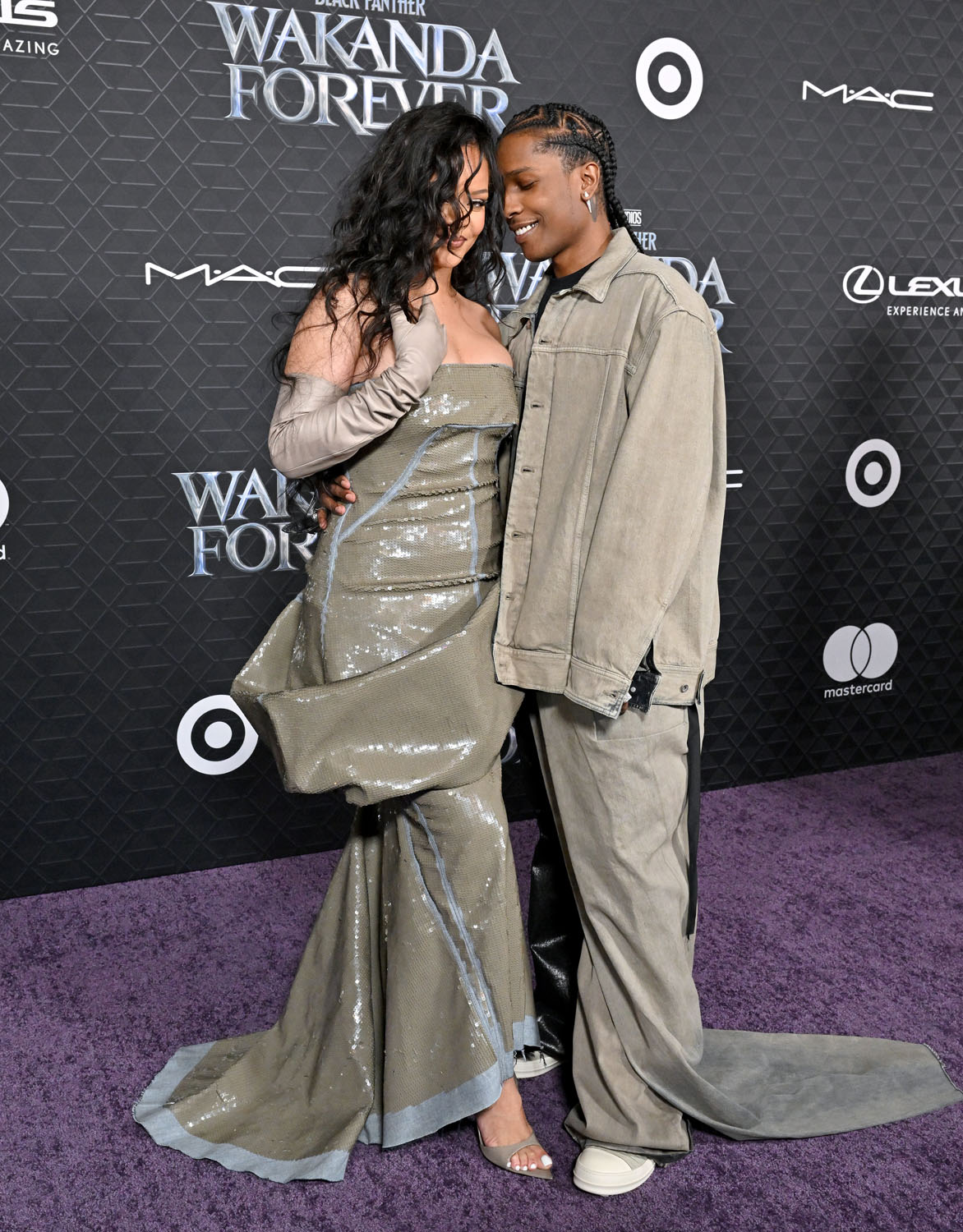 Rihanna and A$AP Rocky Coordinate in Monochrome Sets for the