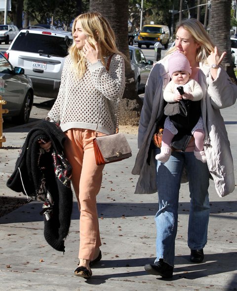 Sienna Miller with baby Marlowe in LA ahead of the Golden 